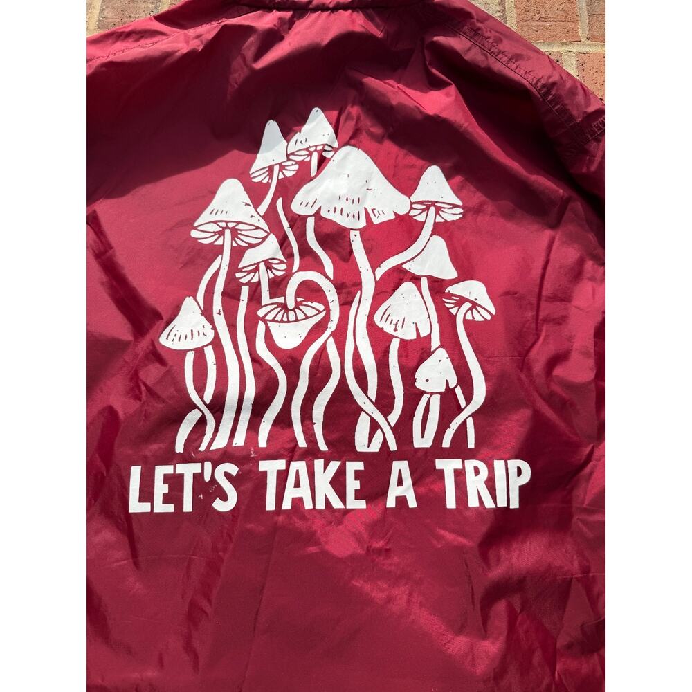 Let's Take a Trip Mushroom Red Windbreaker by Tri-Mountain Men's XL